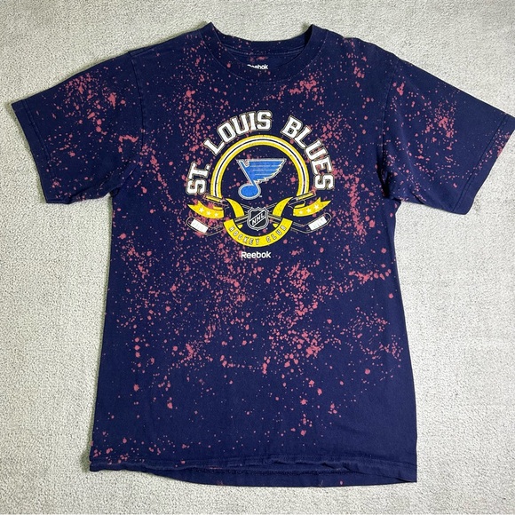 St. Louis Blues NHL Reebok Shirt Men’s Medium Paint Splatter Graphic AOP - Picture 1 of 12